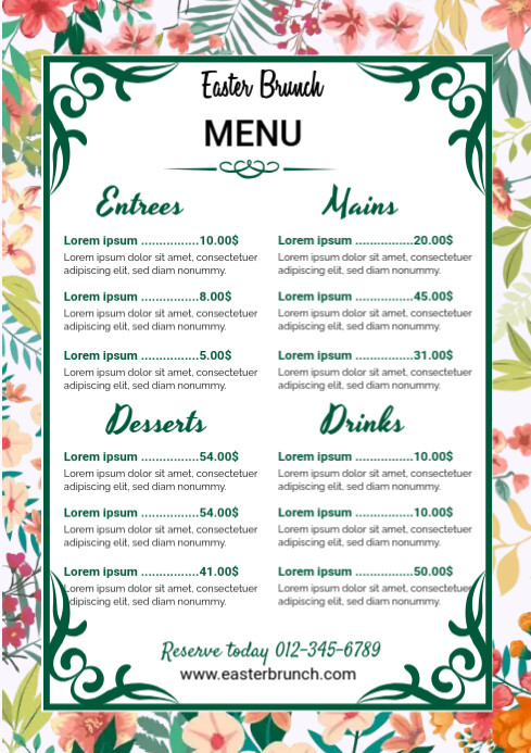 Easter Menu Template | PosterMyWall