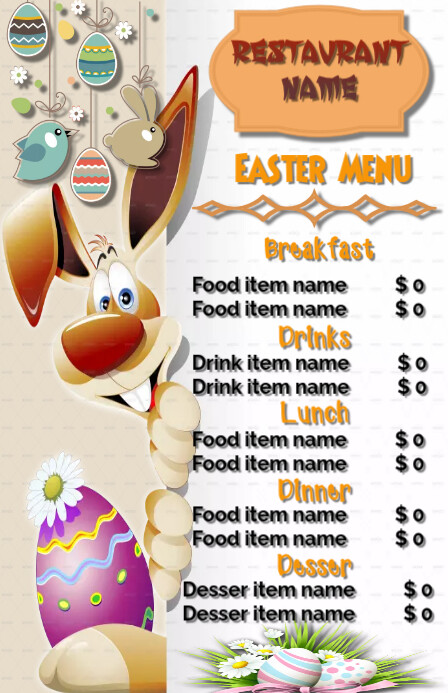 Easter Menu Tabloid template