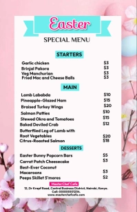 Easter menu Meia página larga template