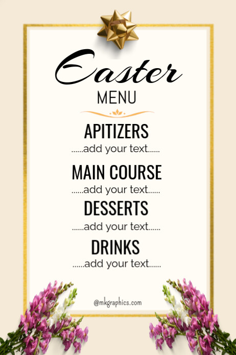 Easter menu Template | PosterMyWall
