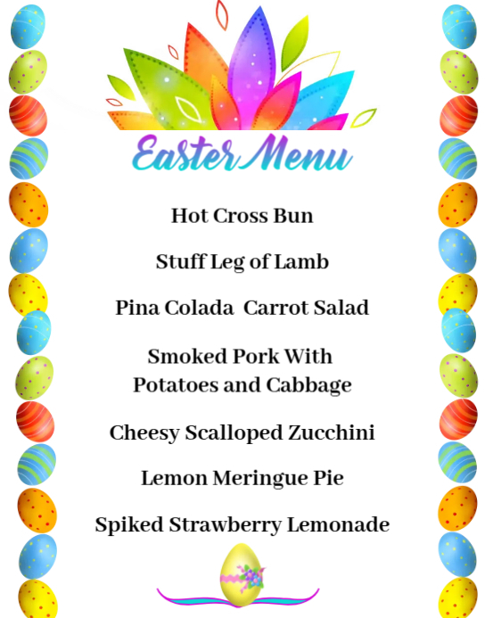 Easter Menu Poster/Wallboard template