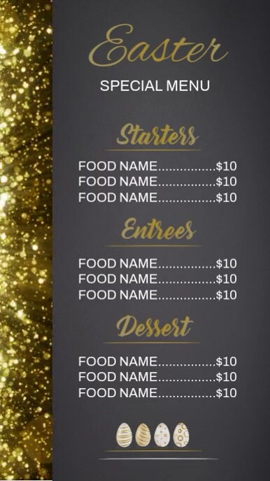 Easter menu Template | PosterMyWall