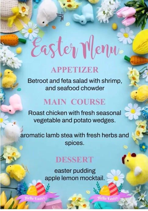 Plantilla de Easter Menu | PosterMyWall