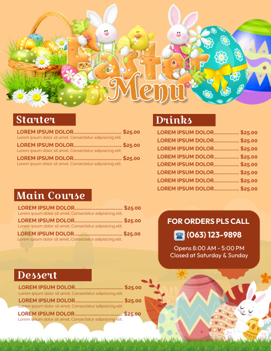 Easter Menu Template | PosterMyWall