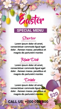 EASTER MENU Ekran reklamowy (9:16) template