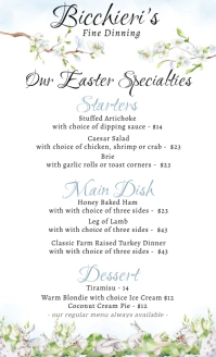 Easter Menu Amerikansk lov template