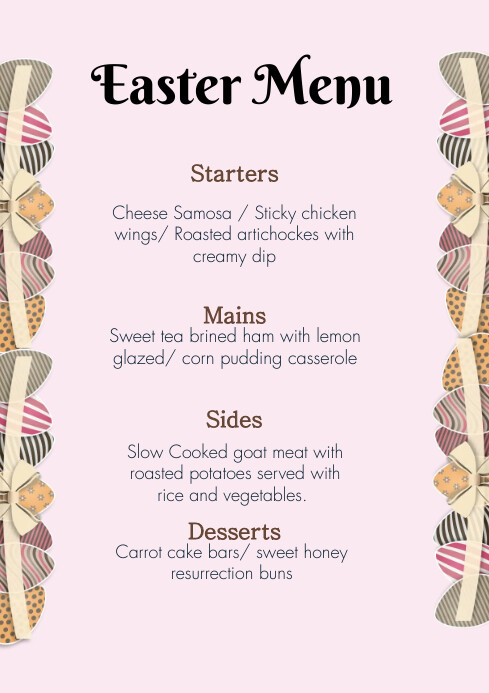 Plantilla de Easter menu | PosterMyWall