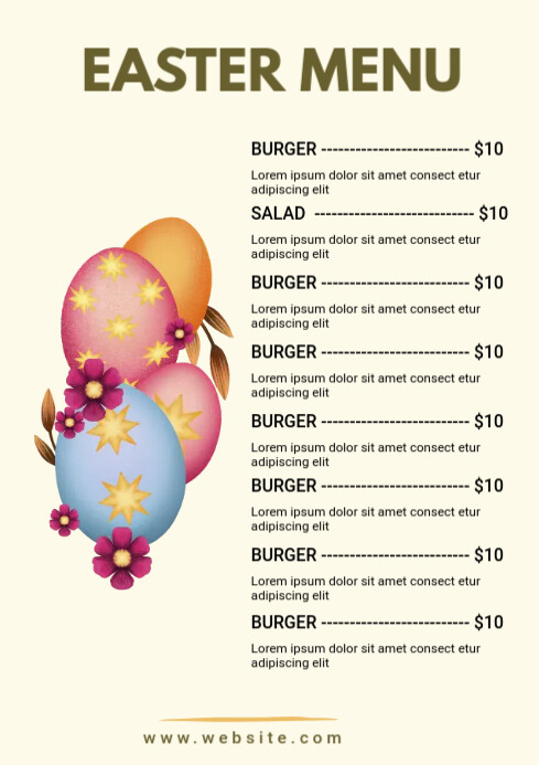 Easter Menu Template | PosterMyWall