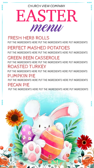 easter menu digital display, dinner menu Template | PosterMyWall