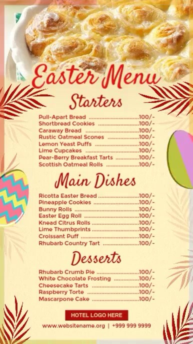Easter Menu Display Template | PosterMyWall
