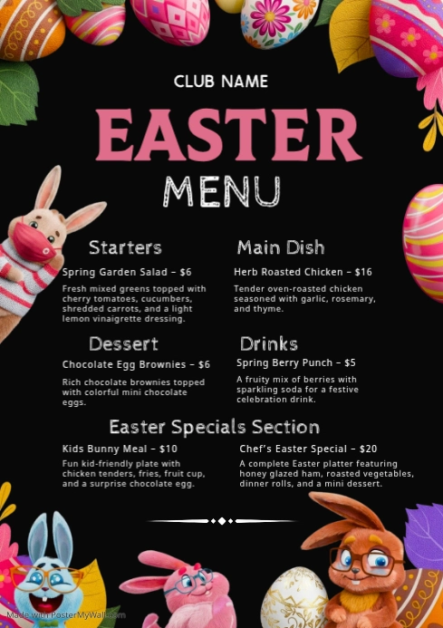 Easter Menu Easter Brunch Menu Template | PosterMyWall
