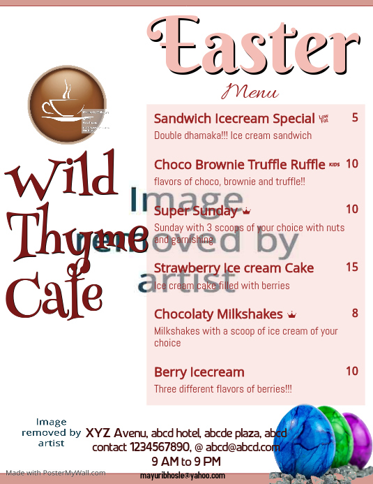 Easter Menu Template Postermywall