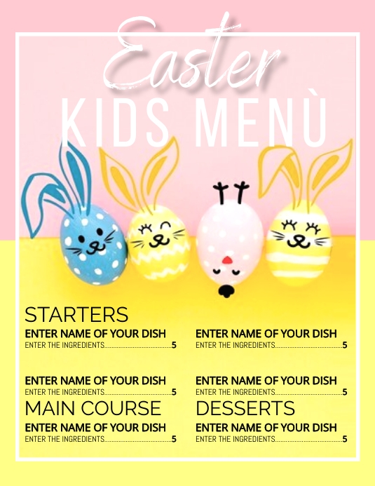 EASTER MENU KIDS Template | PosterMyWall