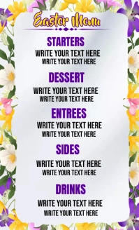 Easter menu list design template Oficio US
