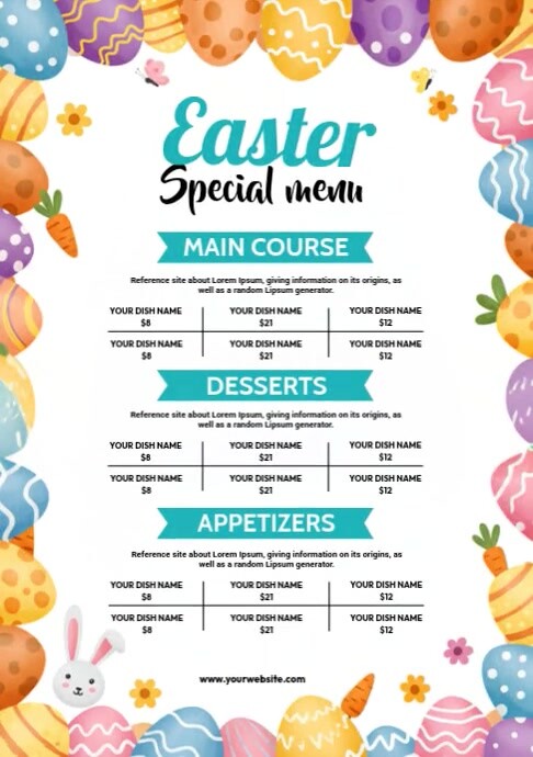 Easter Menu Template A4