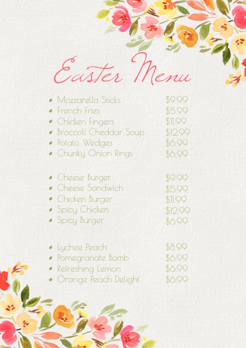 Easter Menu Template | PosterMyWall