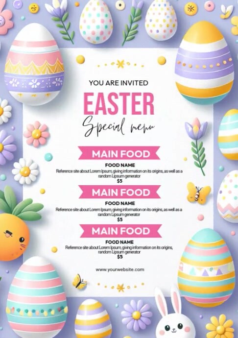 Easter Menu Template A4
