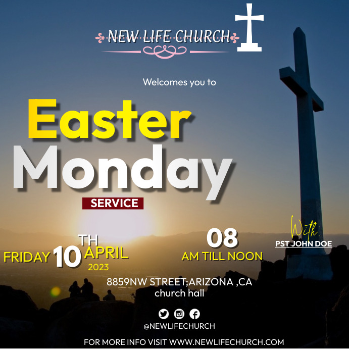 Plantilla de Easter Monday Service (1) | PosterMyWall