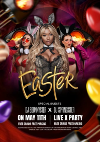 Easter night club party A4 template
