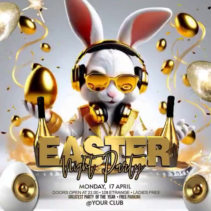 Easter night party instagram post video Template | PosterMyWall