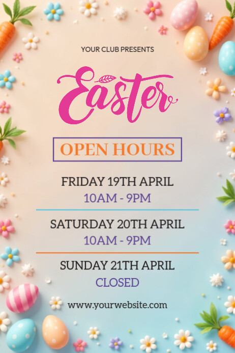 Easter Open Hours A4 Poster template