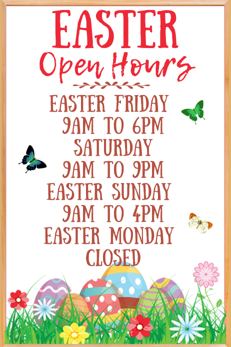 Easter Open Hours Poster Template PosterMyWall