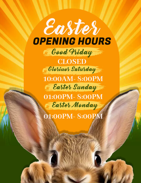 easter opening hours, holidays, event 传单(美国信函) template