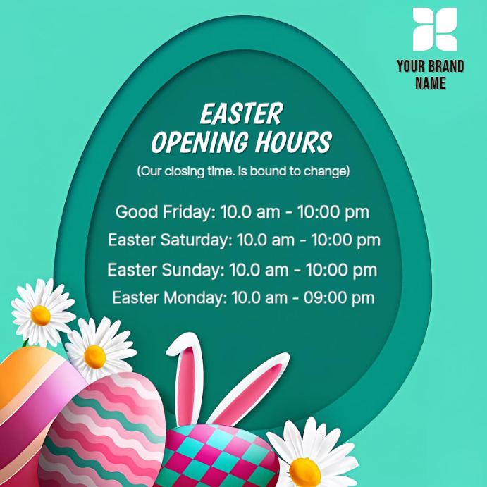 Easter Week Store Hour Easter Opening Hours Template | PosterMyWall