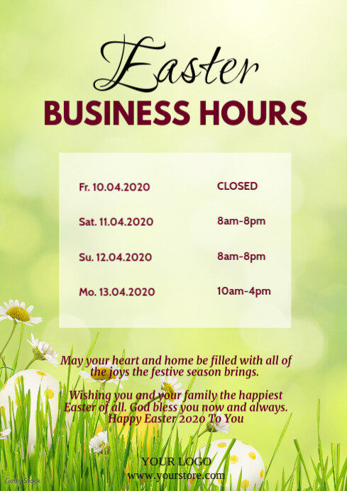 Easter Opening Times Retail Shop Holidays Template | PosterMyWall