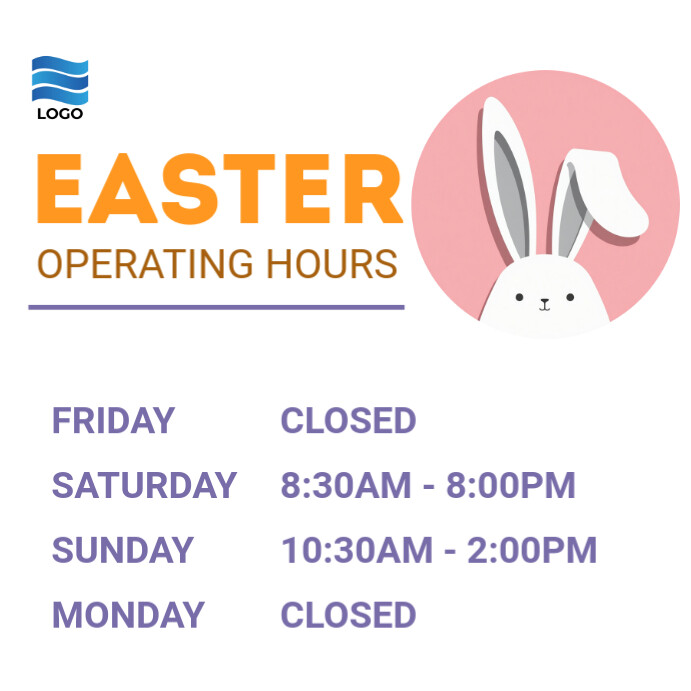 Easter operating working hours Instagram Post template