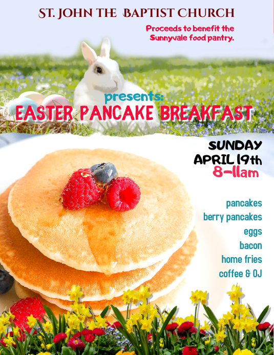Easter pancake breakfast fundraiser flyer Template PosterMyWall