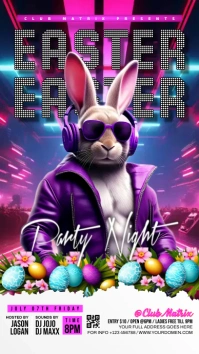 Easter party night Digital na Display (9:16) template