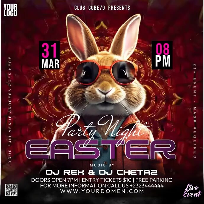 Easter party night Instagram Post template