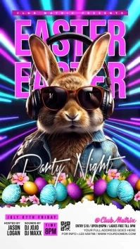Easter party night Affichage numérique (9:16) template