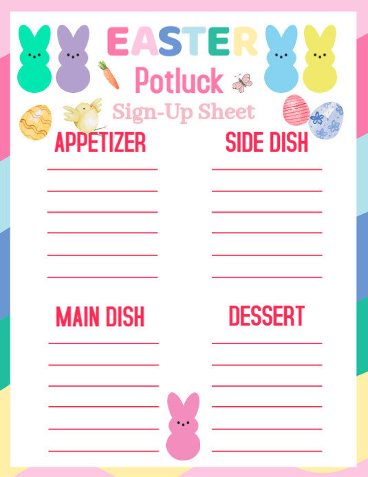 Easter Potluck Sign Up Sheet Pamflet (Letter AS) template