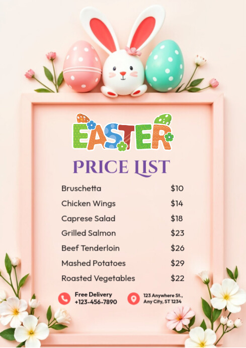 Easter Price List A4 template
