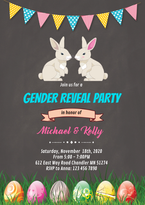 Copy of Easter rabbit gender reveal card | PosterMyWall