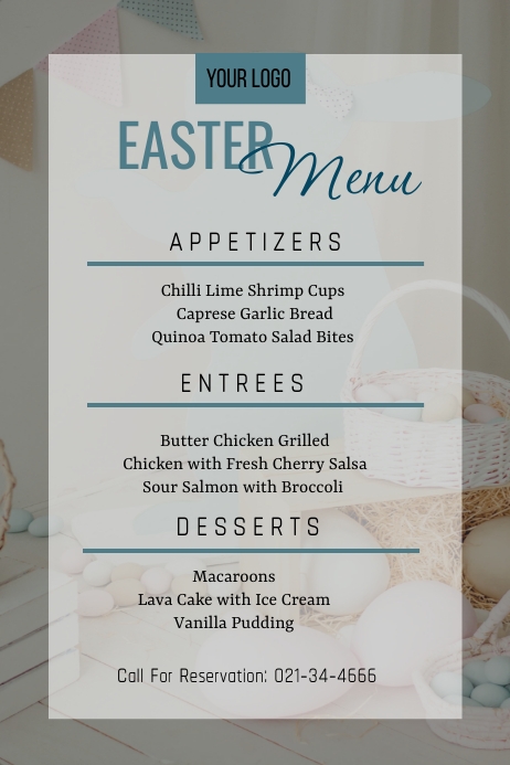 Easter Restaurant Menu Card Template | PosterMyWall