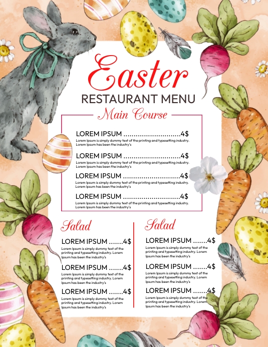 Easter Restaurant Menu Template PosterMyWall easter-restaurant-menu-template-postermywall