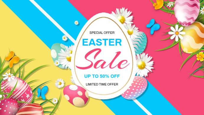 Easter Sale Flyer Template Ekran reklamowy (16:9)