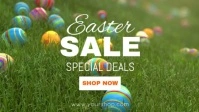 Easter Sale Lawn Eggs Banner Price off Cover Vídeo de capa do Facebook (16:9) template