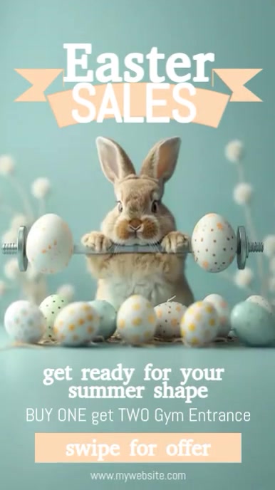 Easter sales gym, fitness offer, summer deal Instagram Reel template