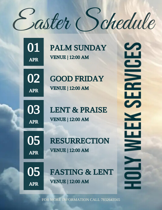 Easter Schedule Template | PosterMyWall