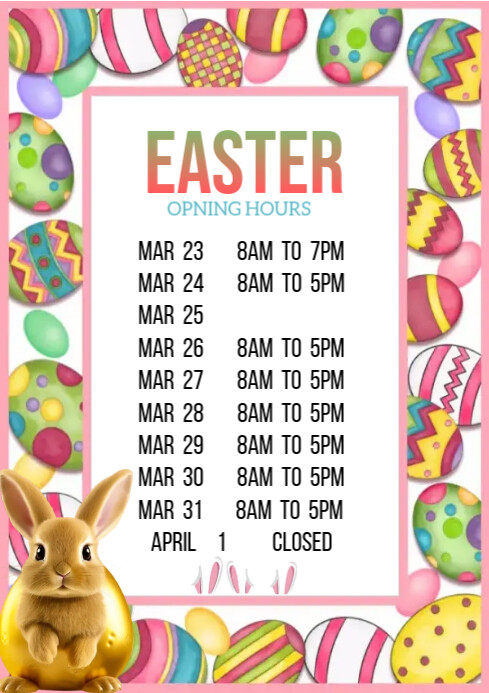 Easter Week Timetable Plantilla de Easter schedule events | PosterMyWall