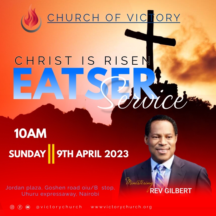 Easter Service Design Red Easter Service Instagram Ad Template | PosterMyWall