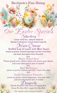 Easter Specials Menu template