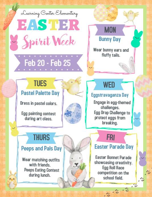 Easter Weekly Program Copy of Easter Spirit Week Flyer Template | PosterMyWall