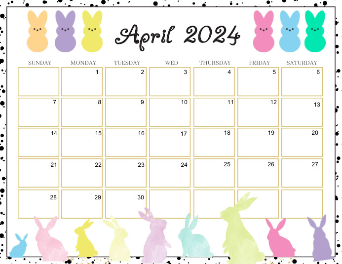 Printable Spring Calendar Copy of easter spring April 2024 Calendar | PosterMyWall