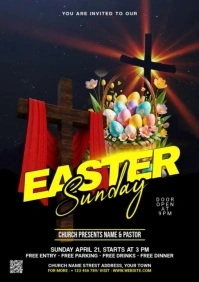 Easter Sunday Church Flyer A2 template