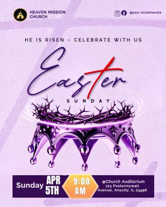 Modello Easter Sunday Church Flyer Template | He Is Risen Resurrection ...